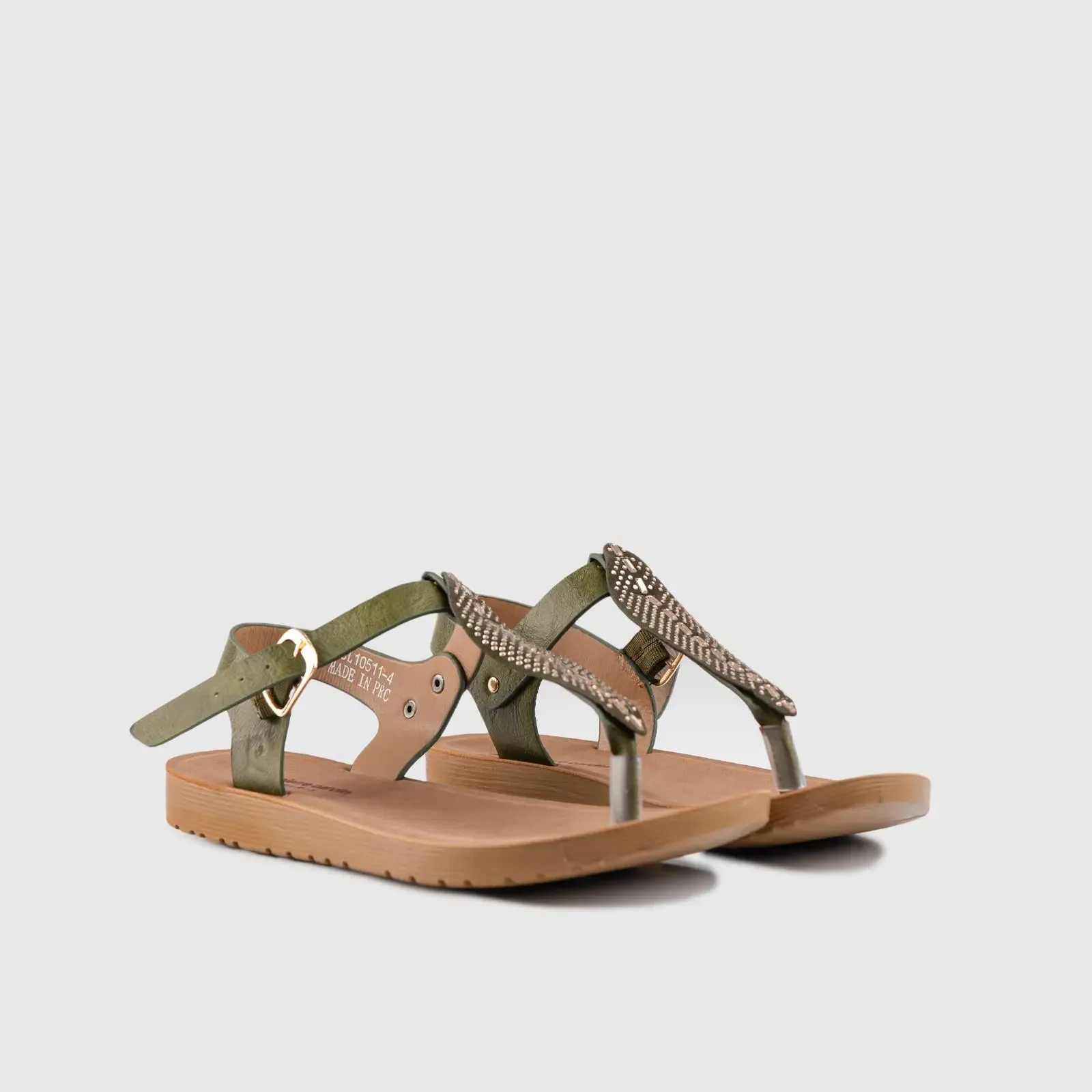 Ladies Thong Strap Sandal Olive 10511