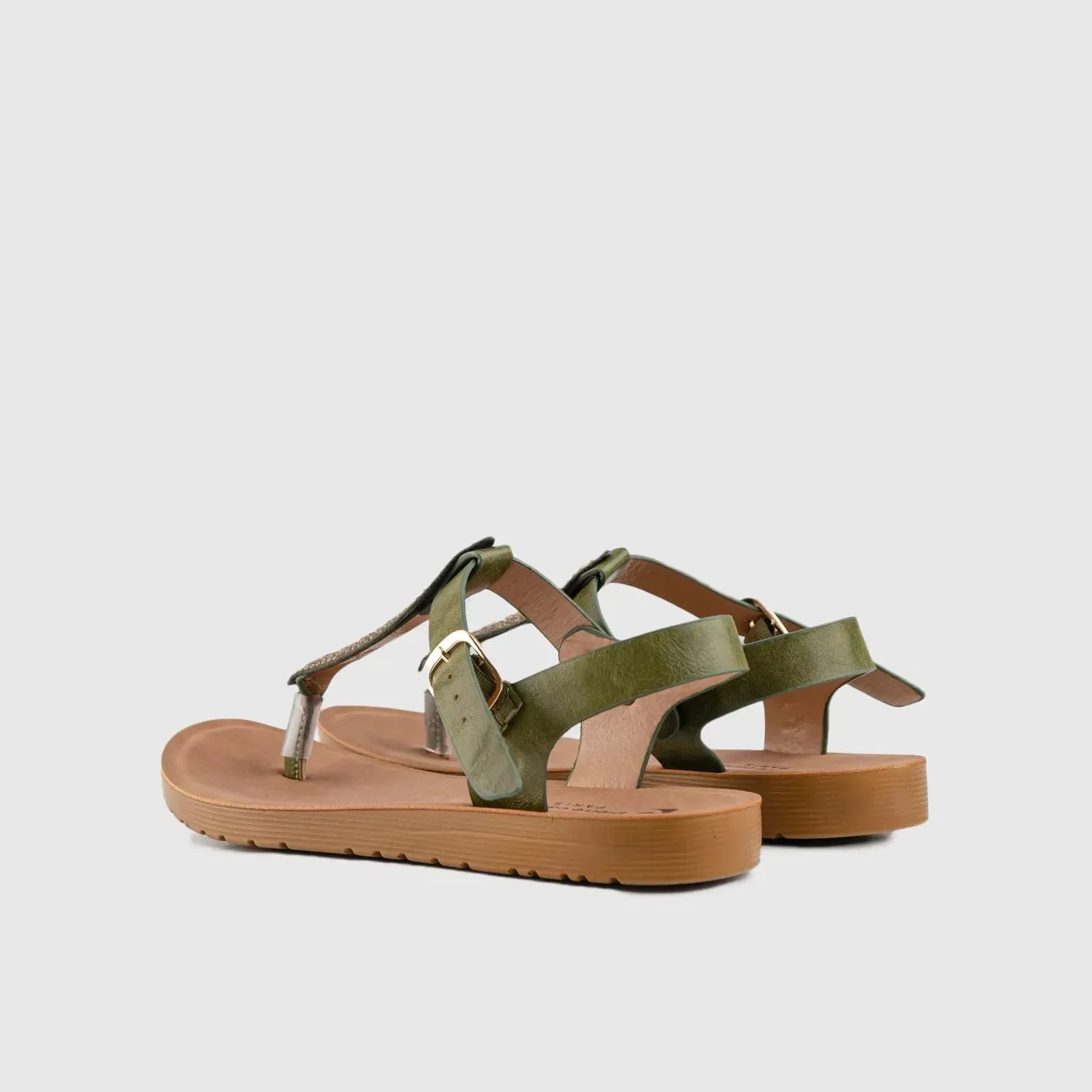 Ladies Thong Strap Sandal Olive 10511