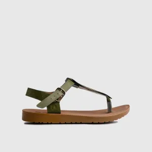 Ladies Thong Strap Sandal Olive 10511