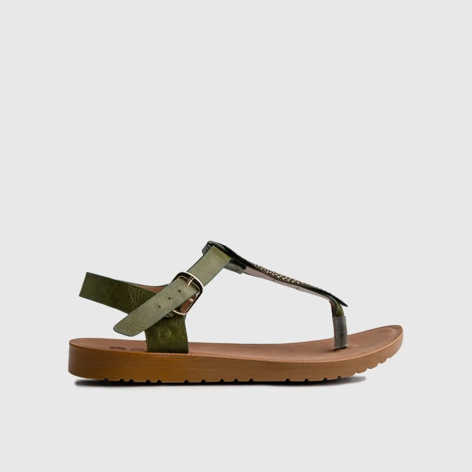Ladies Thong Strap Sandal Olive 10511