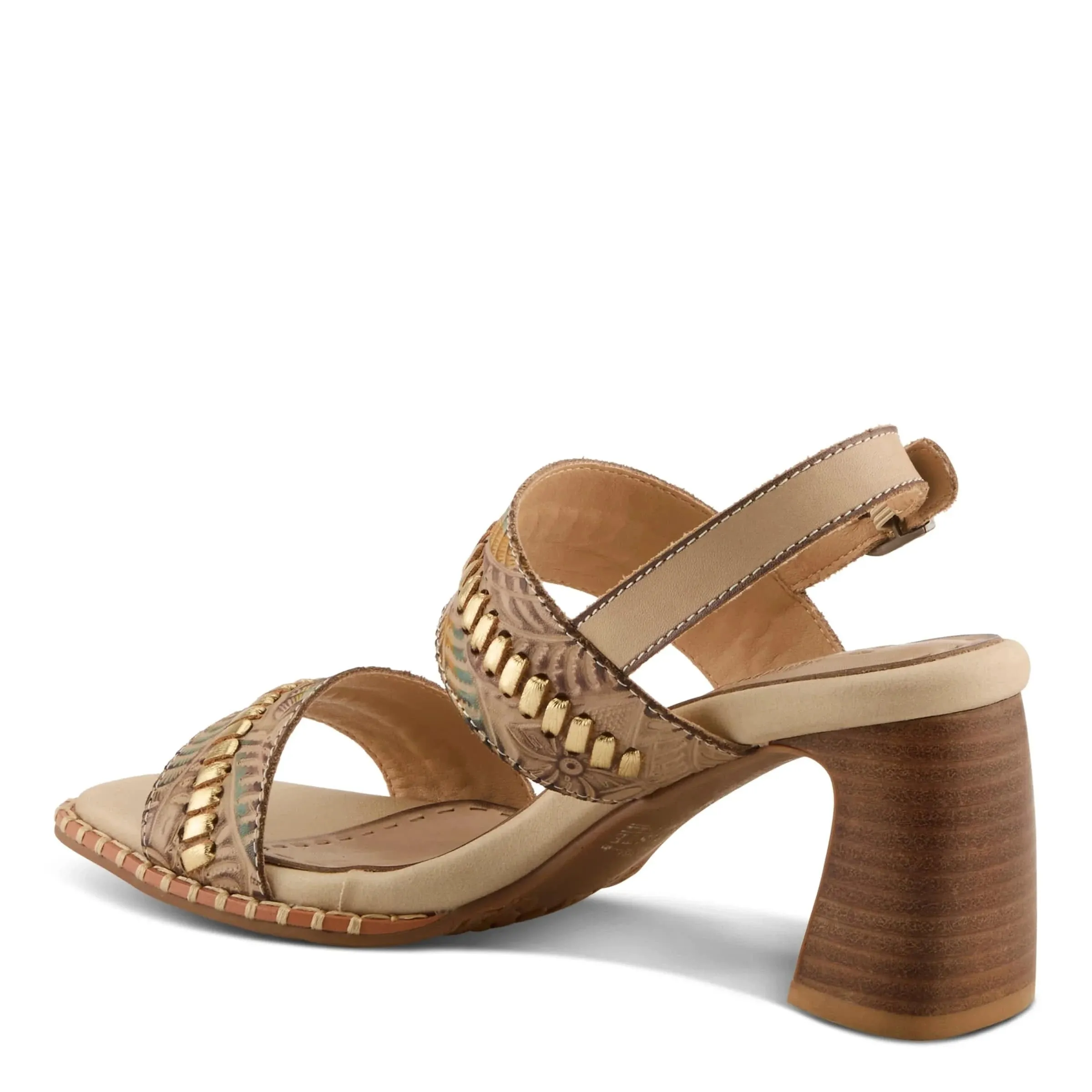 L'Artiste Women's Starstud Heeled Sandals- Beige Multi