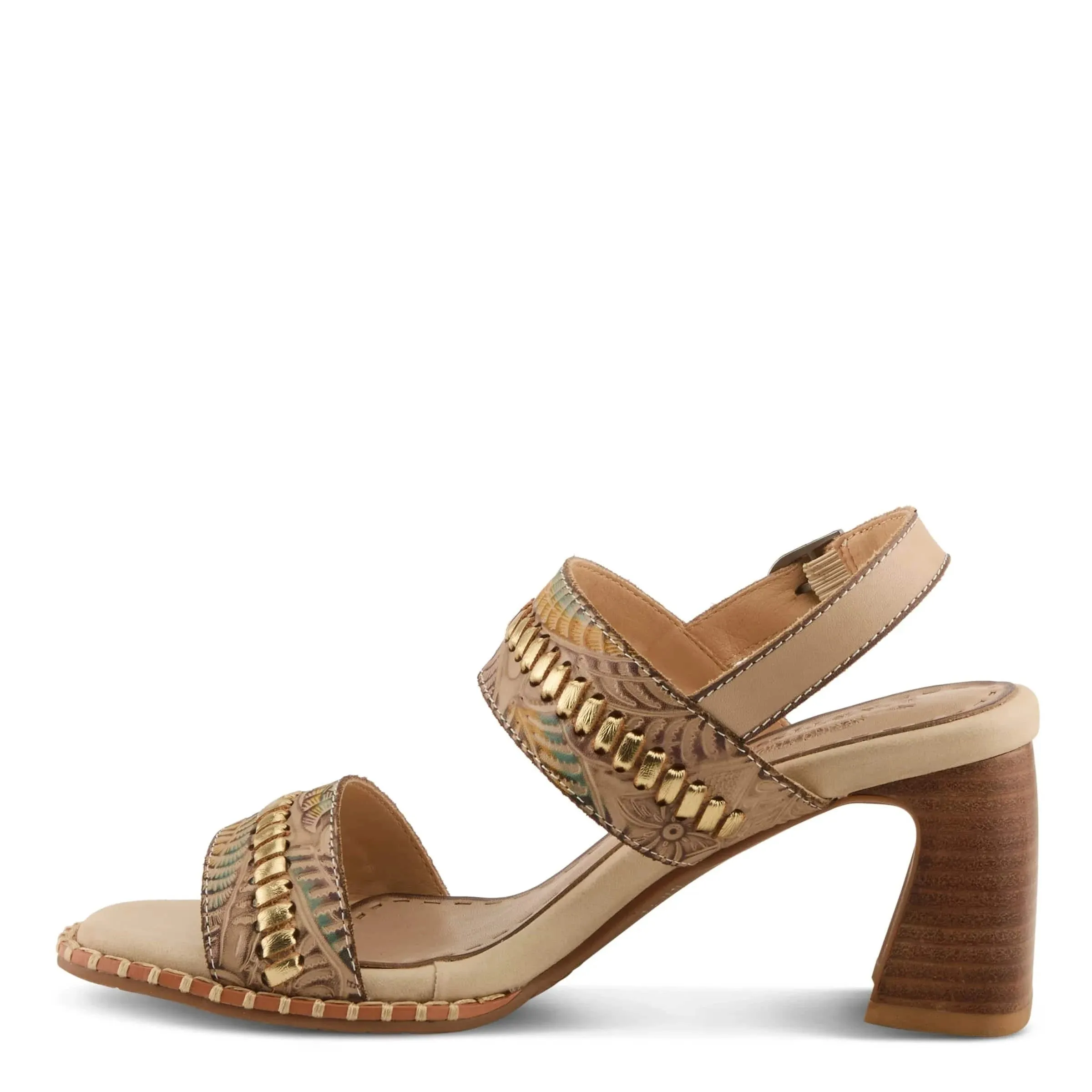 L'Artiste Women's Starstud Heeled Sandals- Beige Multi