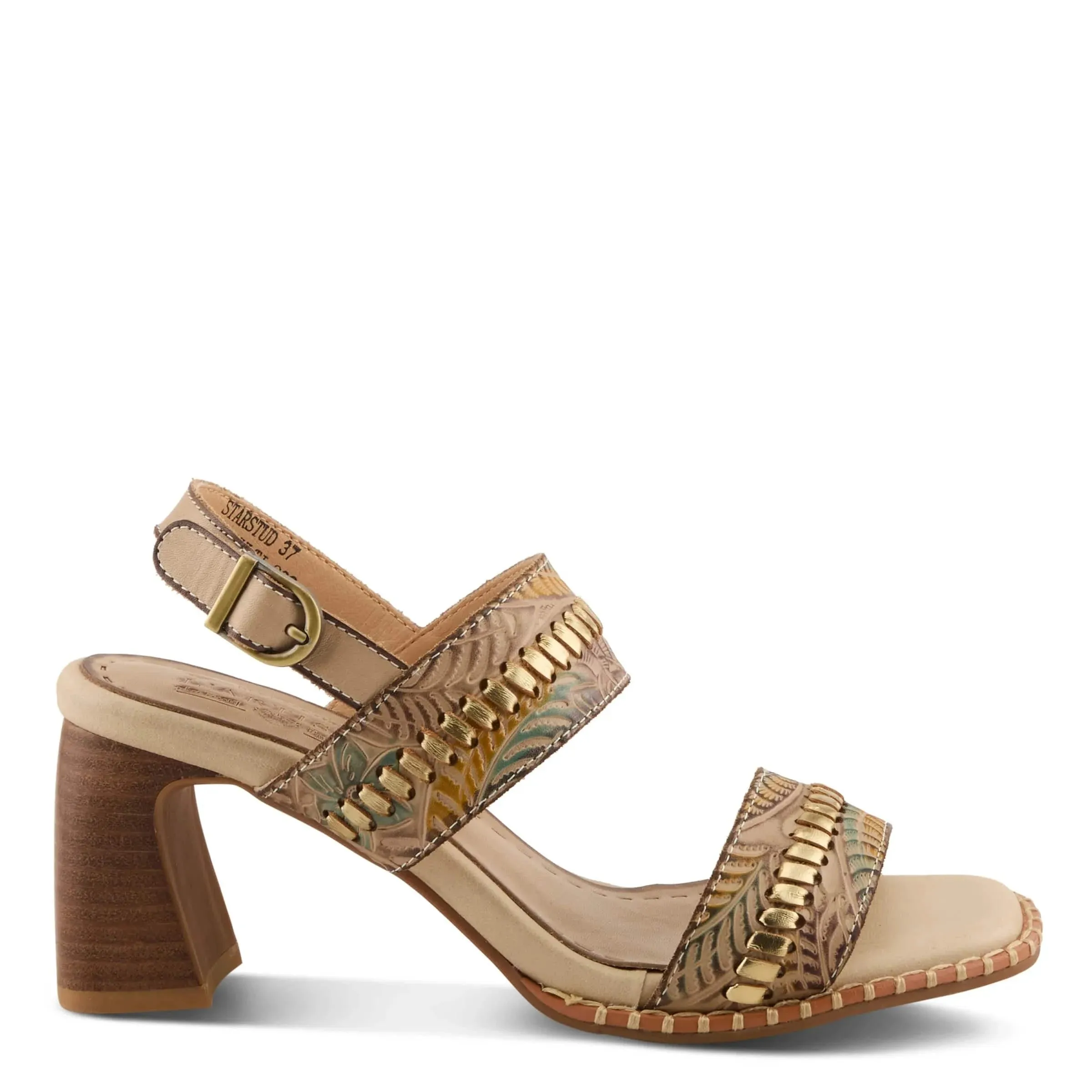 L'Artiste Women's Starstud Heeled Sandals- Beige Multi