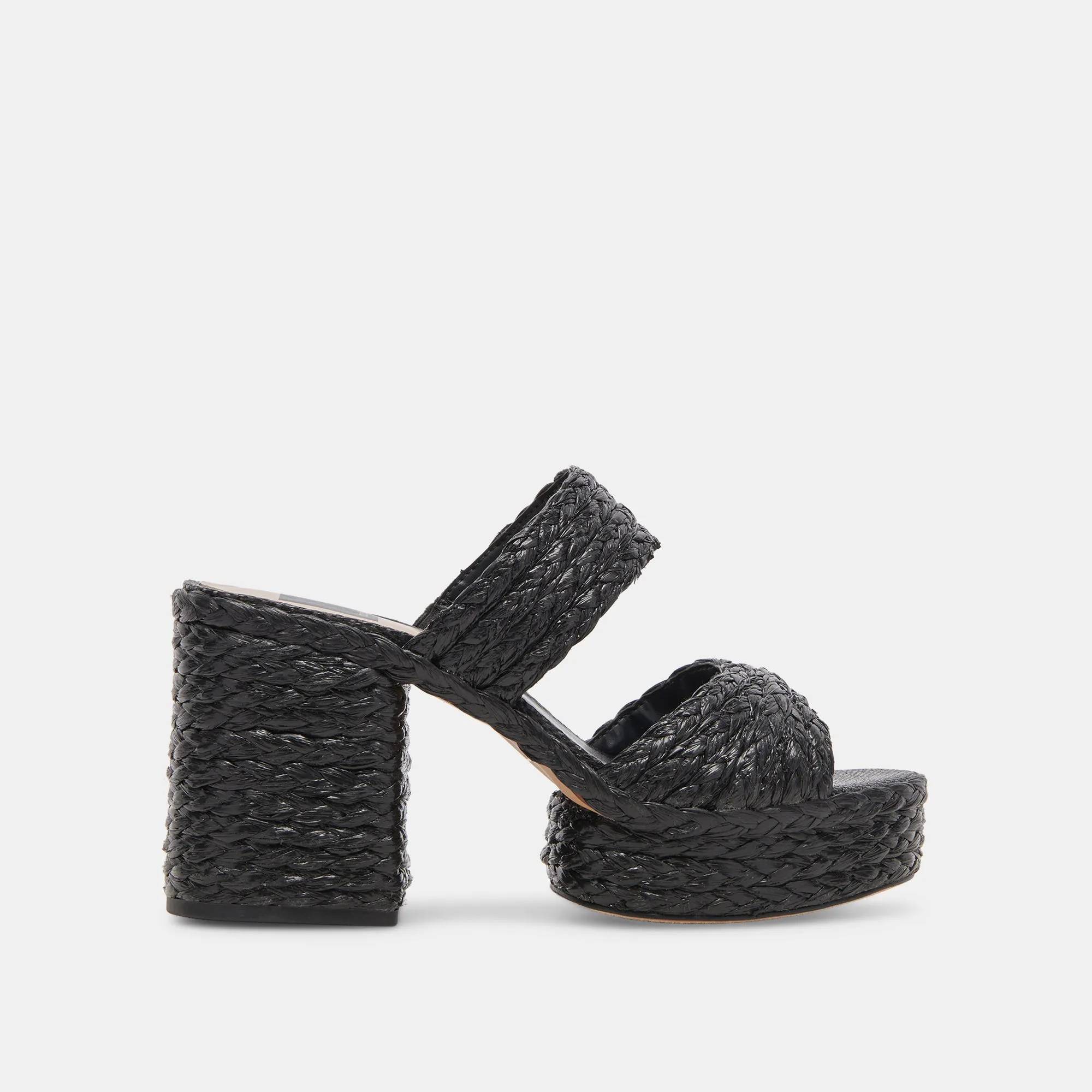 LATOYA HEELS BLACK RAFFIA Milan Edge