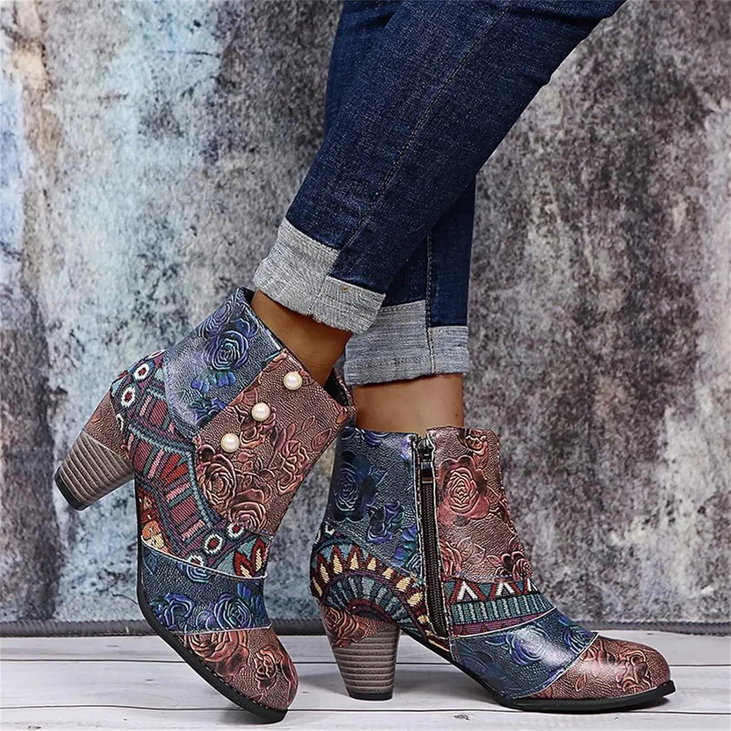 Lausiuoe Ankle Boots For Women Dressy Chunky Heel Pointed Toe Side Zipper Booties Fashion Western Short Boots Shoes
