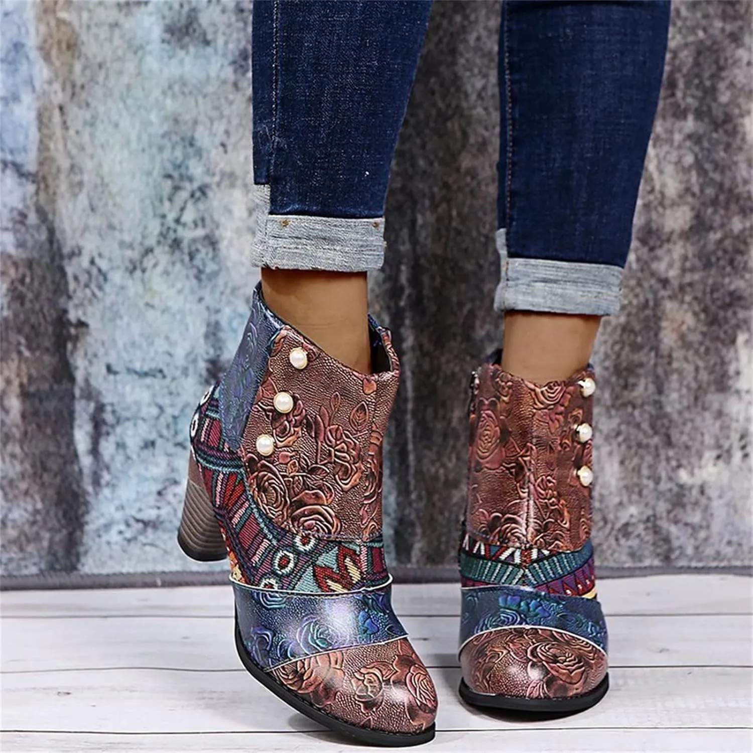 Lausiuoe Ankle Boots For Women Dressy Chunky Heel Pointed Toe Side Zipper Booties Fashion Western Short Boots Shoes