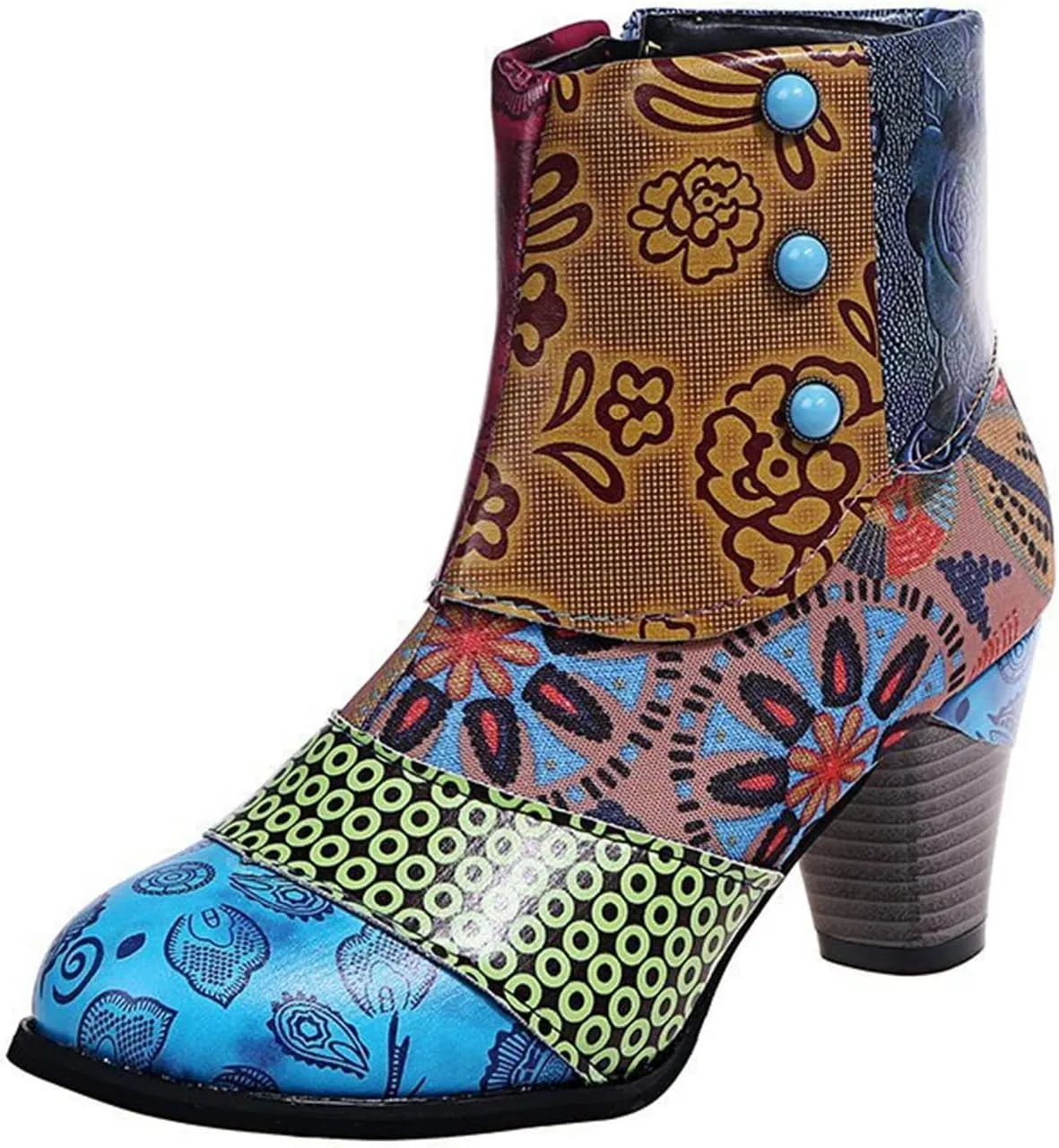 Lausiuoe Ankle Boots For Women Dressy Chunky Heel Slip on Pointed Toe Booties Wide Width Side Zipper Western Short Boots