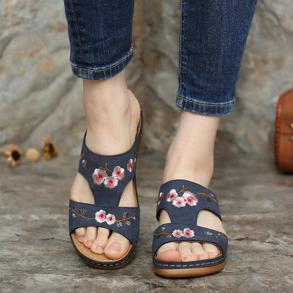 Lausiuoe Orthopedic Sandals For Women Plantar Fasciitis Arch Heel Support Orthotic Flips Flops Comfortable Walking Slides