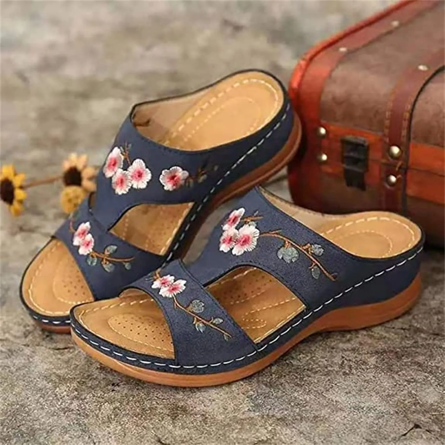 Lausiuoe Orthopedic Sandals For Women Plantar Fasciitis Arch Heel Support Orthotic Flips Flops Comfortable Walking Slides
