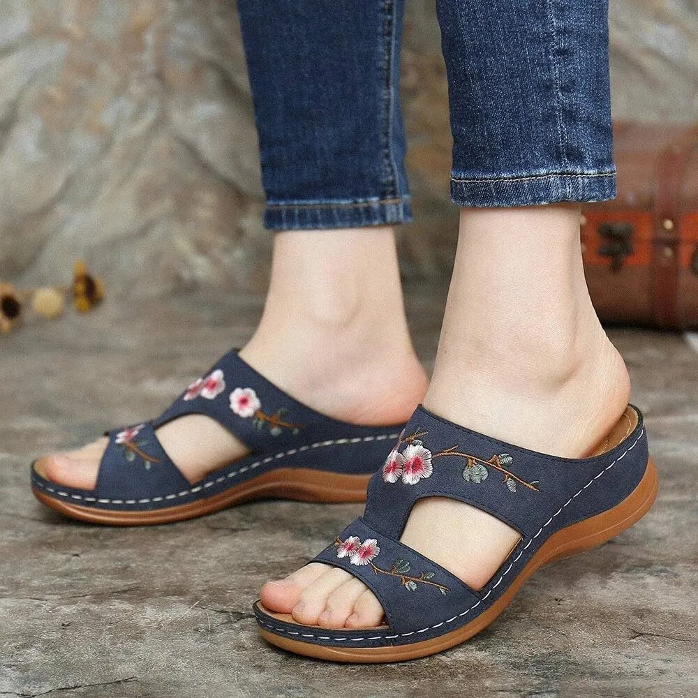 Lausiuoe Orthopedic Sandals For Women Plantar Fasciitis Arch Heel Support Orthotic Flips Flops Comfortable Walking Slides