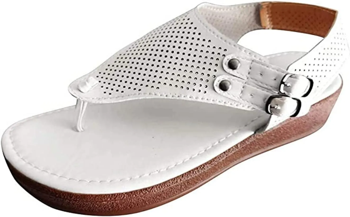 Lausiuoe Sandals for Women Dressy Summer,Womens Ankle Strap Casual Strappy Flat Sandals Gladiator Beach Sandals Thong Flip Flops