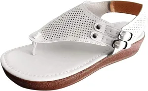 Lausiuoe Sandals for Women Dressy Summer,Womens Ankle Strap Casual Strappy Flat Sandals Gladiator Beach Sandals Thong Flip Flops
