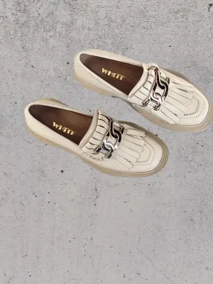 Leather heel loafers