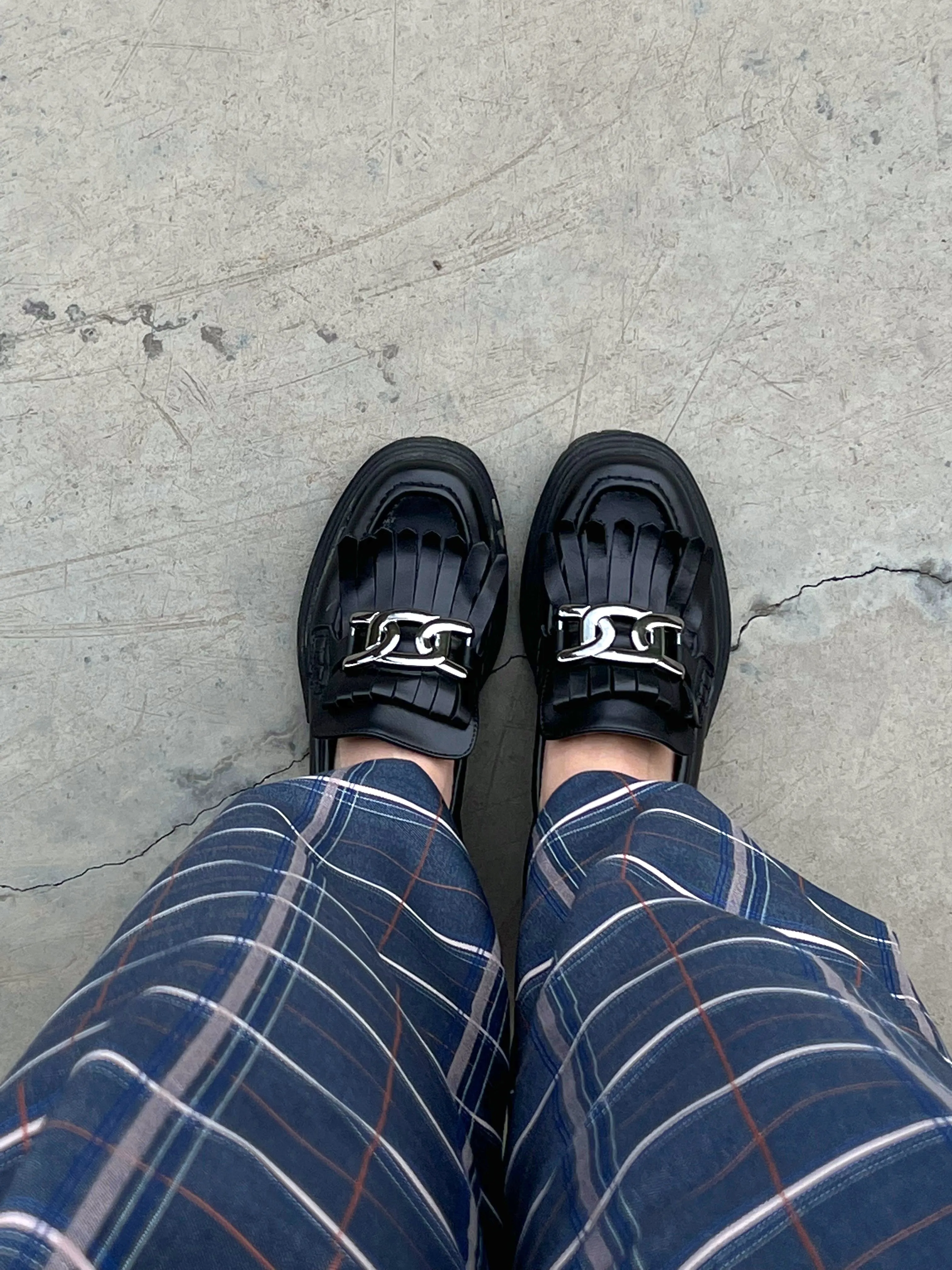 Leather heel loafers