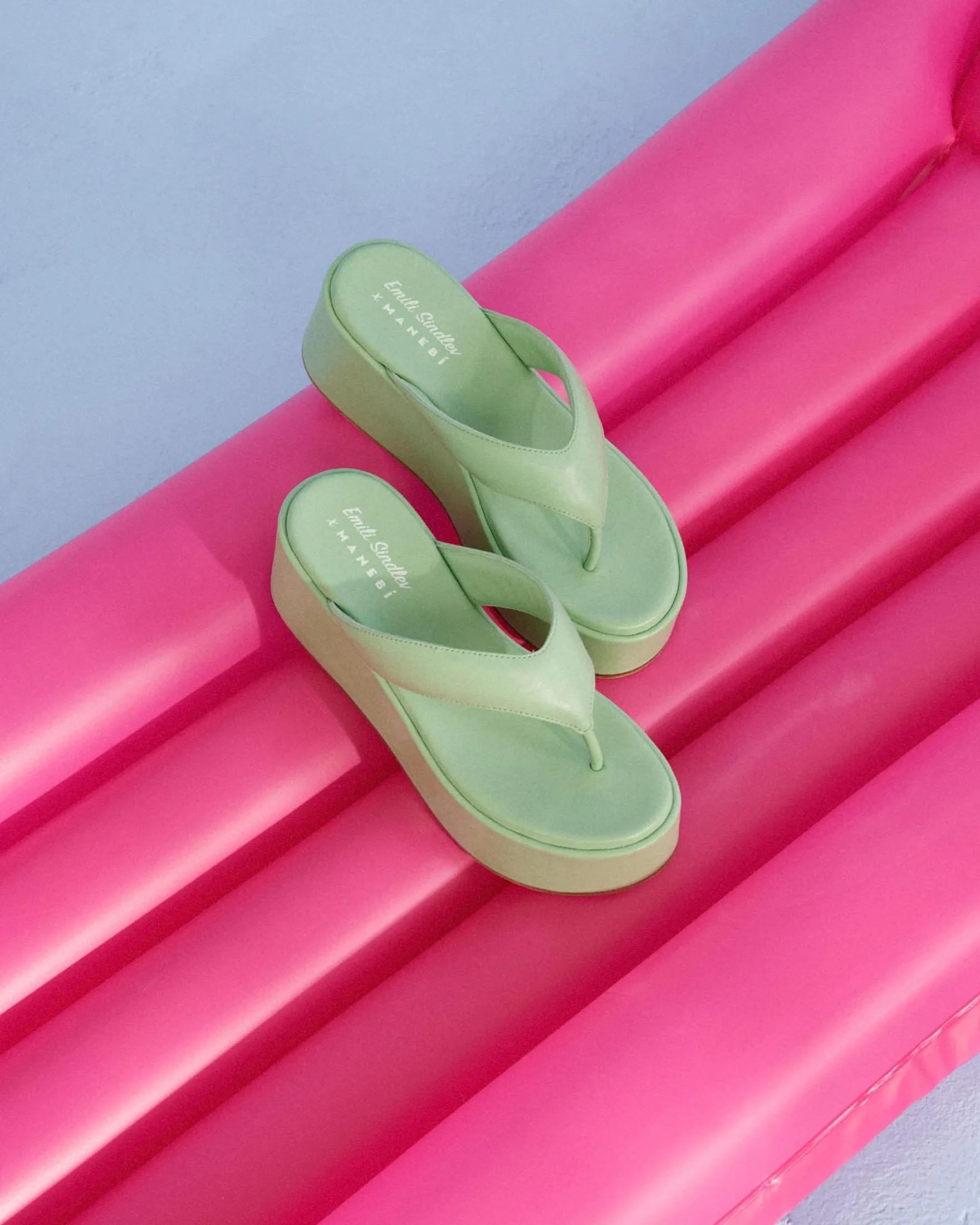 Leather Platform Sandals - E17HP - Emili Sindlev x Manebí Pastel Green