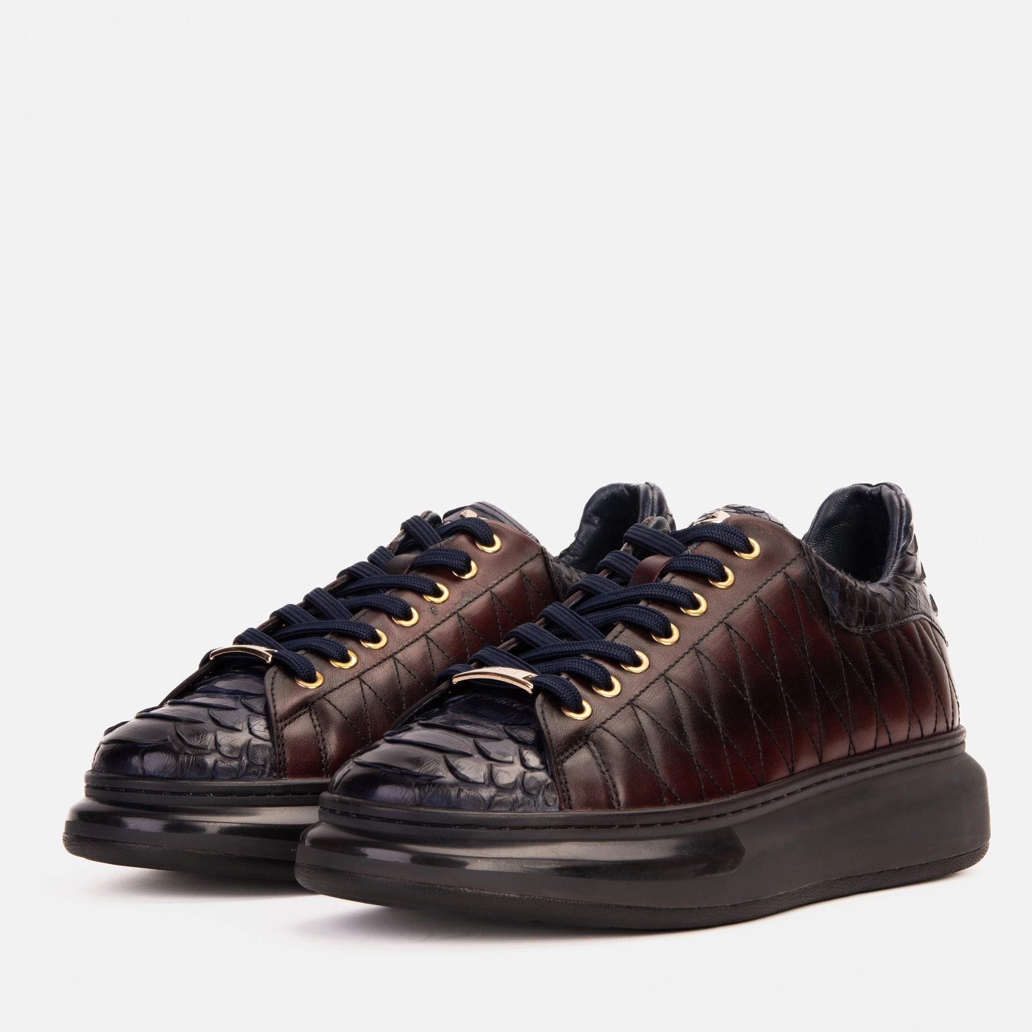 Supportive support The Adler Navy Blue & Burgundy Snk Leather Men Sneaker Limited Edition