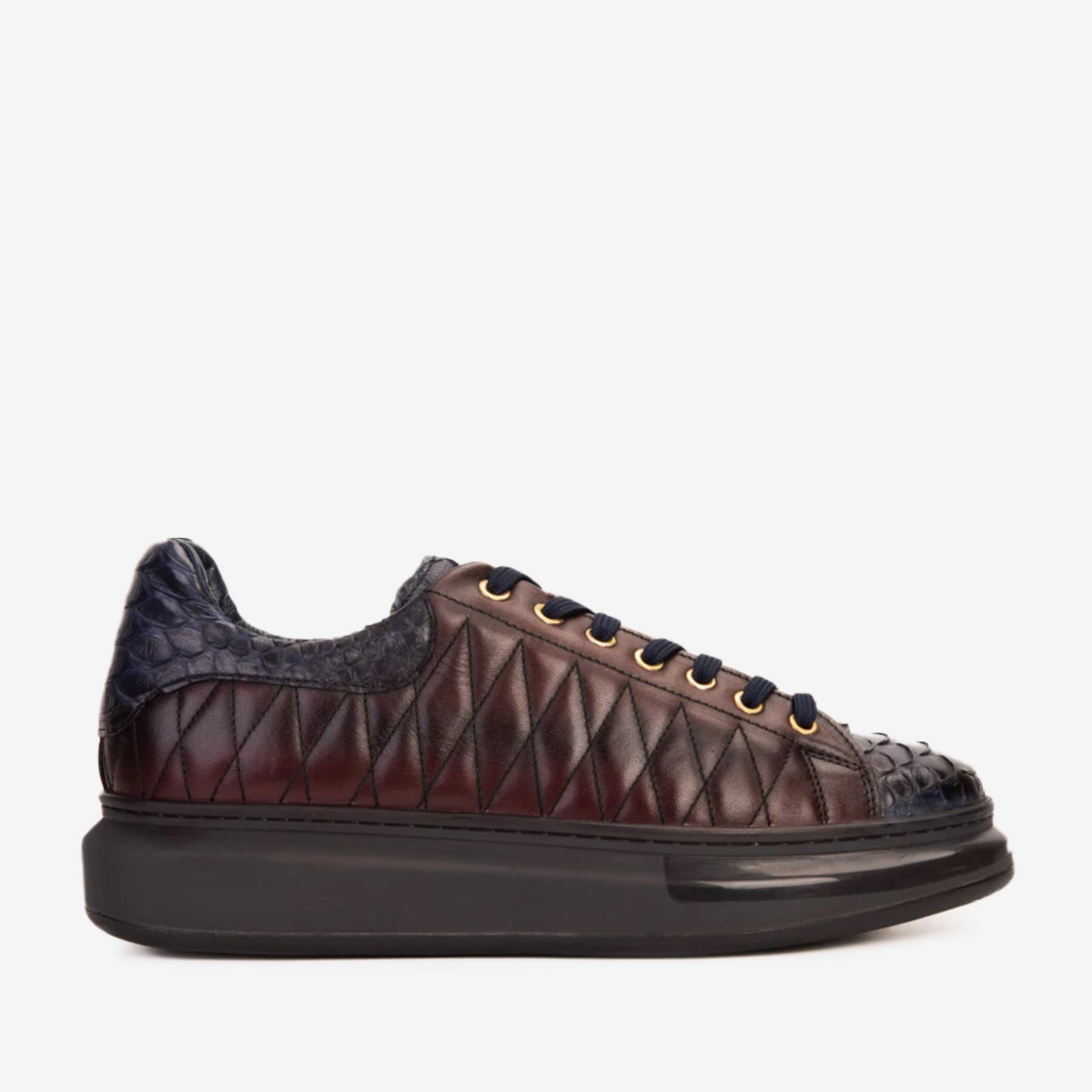 The Adler Navy Blue & Burgundy Snk Leather Men Sneaker Limited Edition Chunky school - related benefits