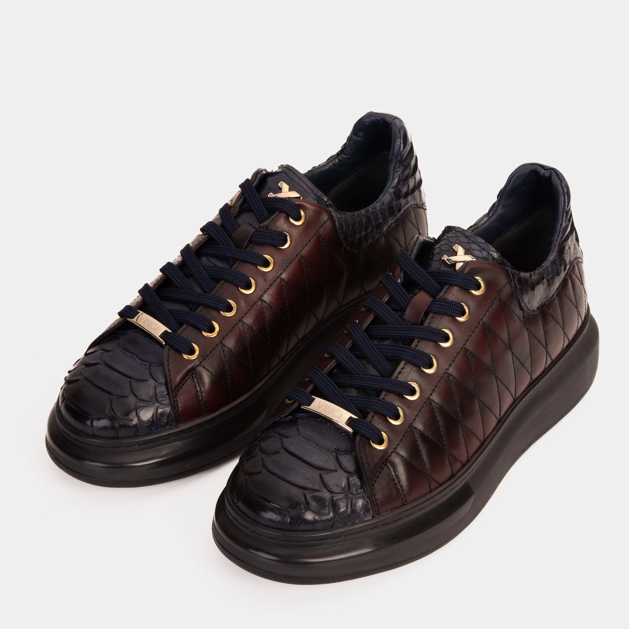 The Adler Navy Blue & Burgundy Snk Leather Men Sneaker Limited Edition weekenders' options