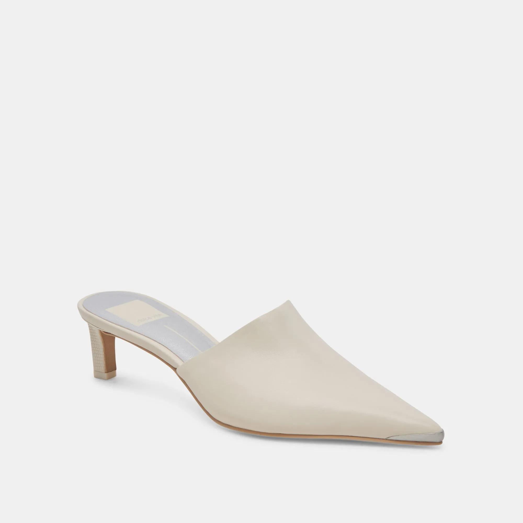 LEXY HEELS IVORY LEATHER Standout Design Runway Glow