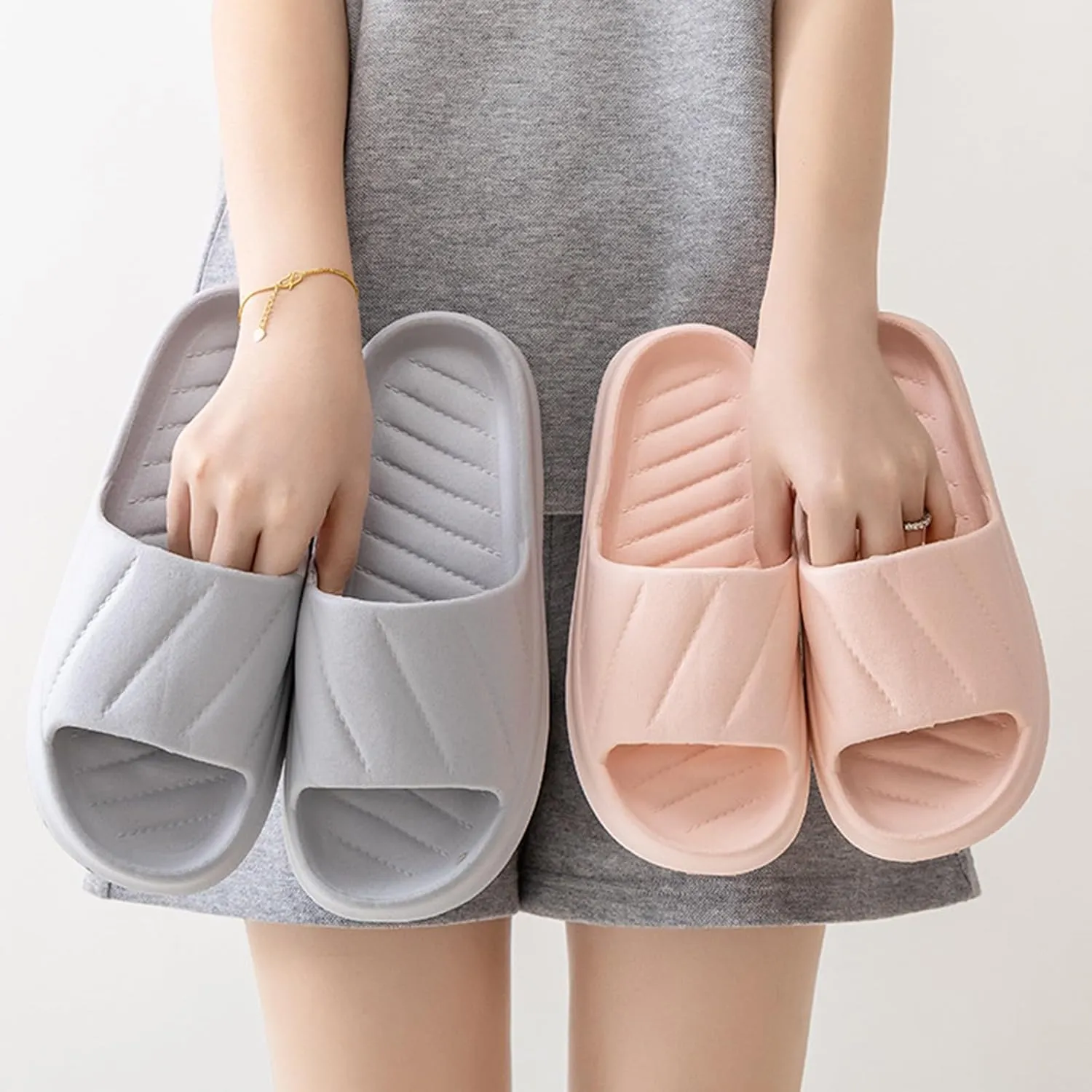 Lightweight Memory Foam Slides for Men and Women Shoes Indoor and Outdoor Women's Robes Long Plush and Matching Slippers