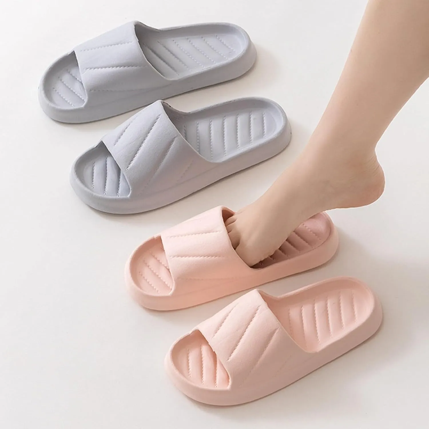 Lightweight Memory Foam Slides for Men and Women Shoes Indoor and Outdoor Women's Robes Long Plush and Matching Slippers