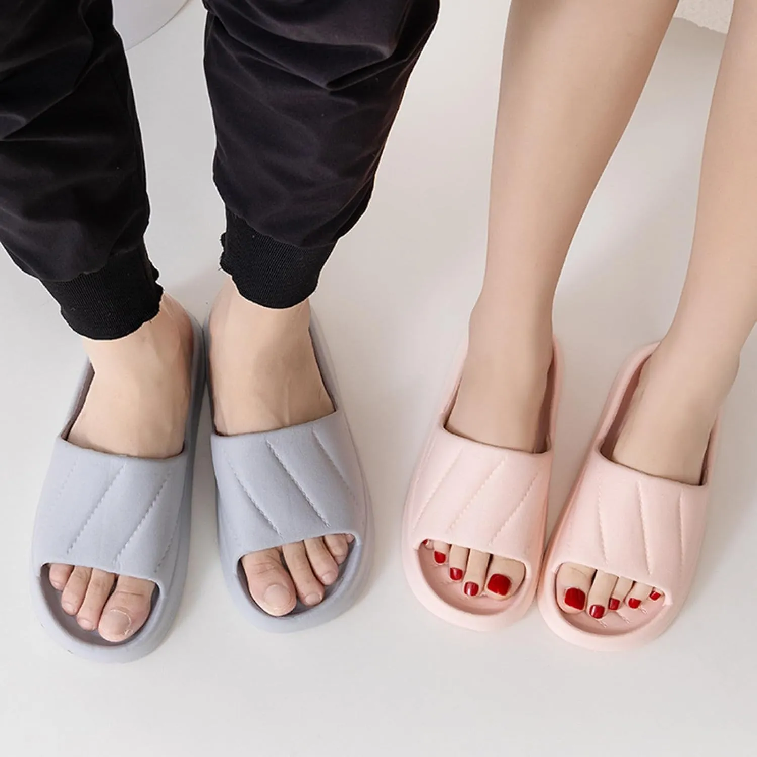 Lightweight Memory Foam Slides for Men and Women Shoes Indoor and Outdoor Women's Robes Long Plush and Matching Slippers