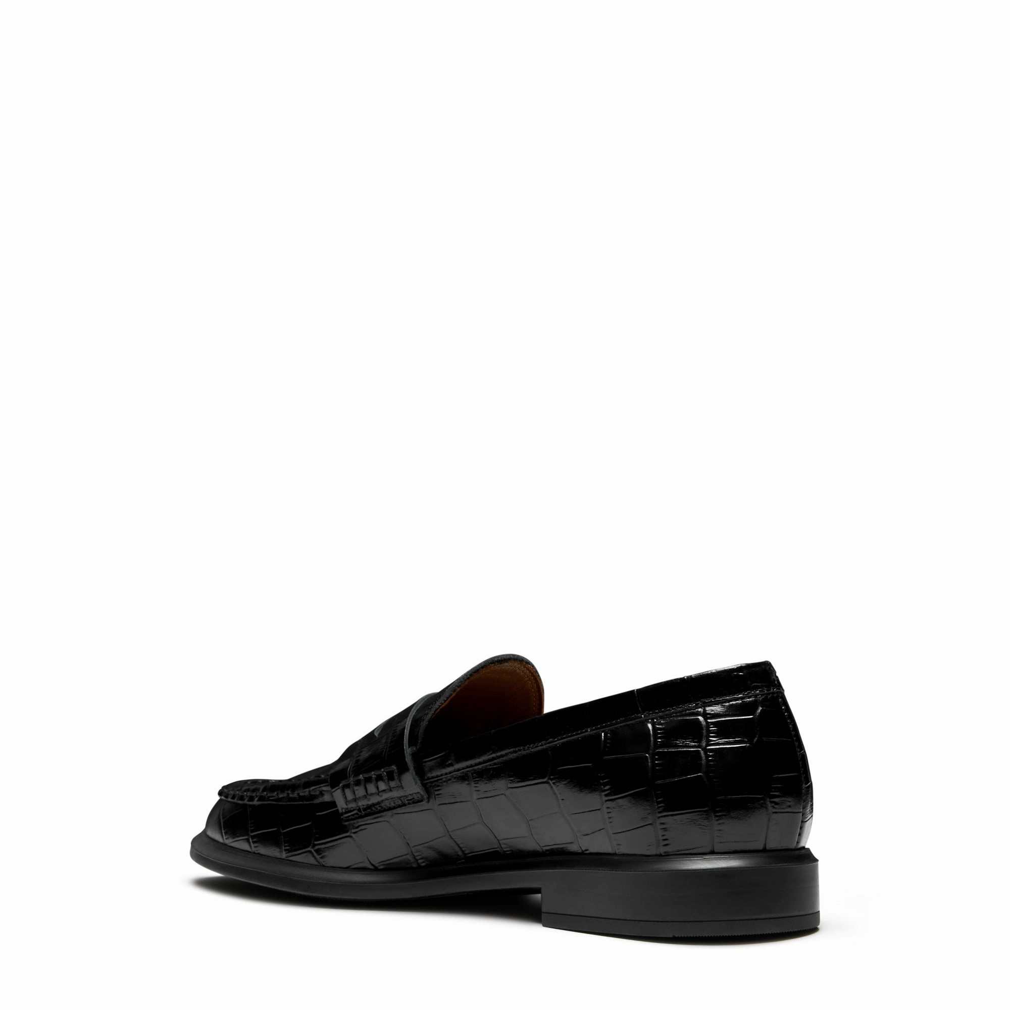 Compact Form Vend?me Blandine croco black calfskin leather loafers