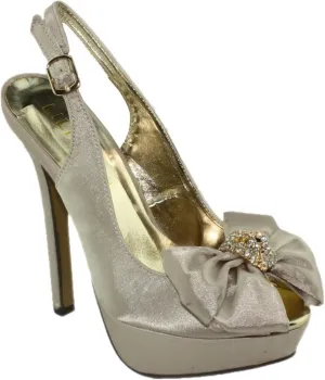 Liliana Women's Pressly-56 Fabric Peep-Toe Slingback Party Platform High Heels