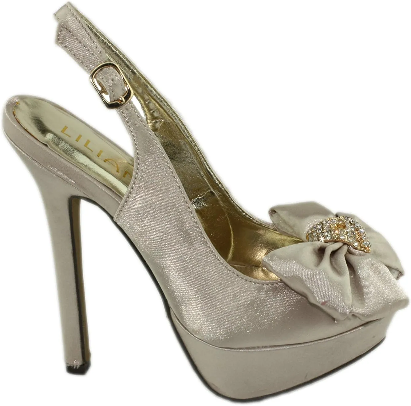 Liliana Women's Pressly-56 Fabric Peep-Toe Slingback Party Platform High Heels