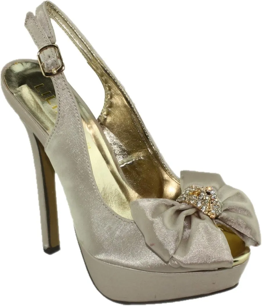 Liliana Women's Pressly-56 Fabric Peep-Toe Slingback Party Platform High Heels