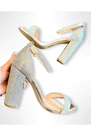 Lily Multi Rhinestones Ankle Strap heels