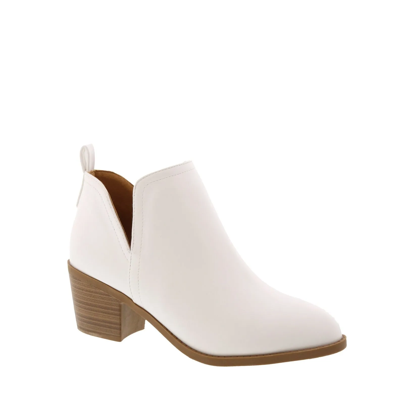 Timeless Classic Designer Appeal Cutout Mid Heel Bootie (WHITE)