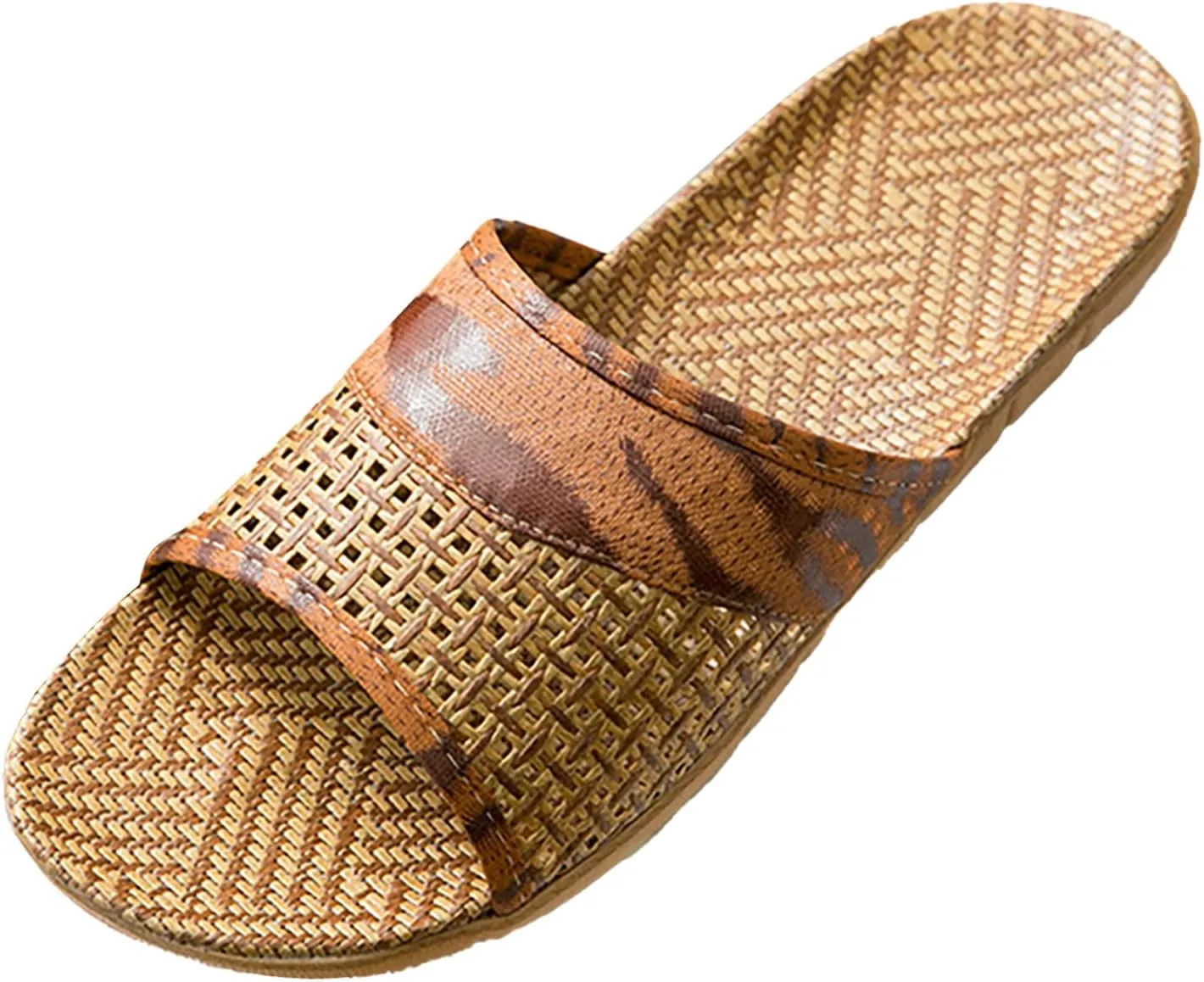 Linen Home Slippers Casual Sandals Couples Summer Tiger Pattern Home Interior Slip Thick Sole Floor Linen Slippers