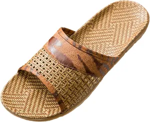 Linen Home Slippers Casual Sandals Couples Summer Tiger Pattern Home Interior Slip Thick Sole Floor Linen Slippers
