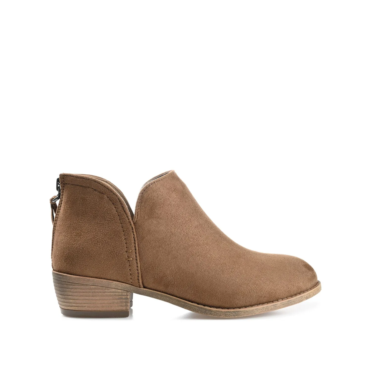 LIVVY ZIP-UP BOOTIES IN FAUX SUEDE Open Toe Design