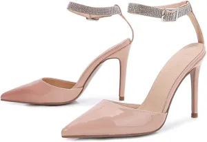 LizFoYa Women Sparkle Crystal Party Stiletto Shoes Pointed Toe Slide Evening Bridal Dress Formal Wear High Heels