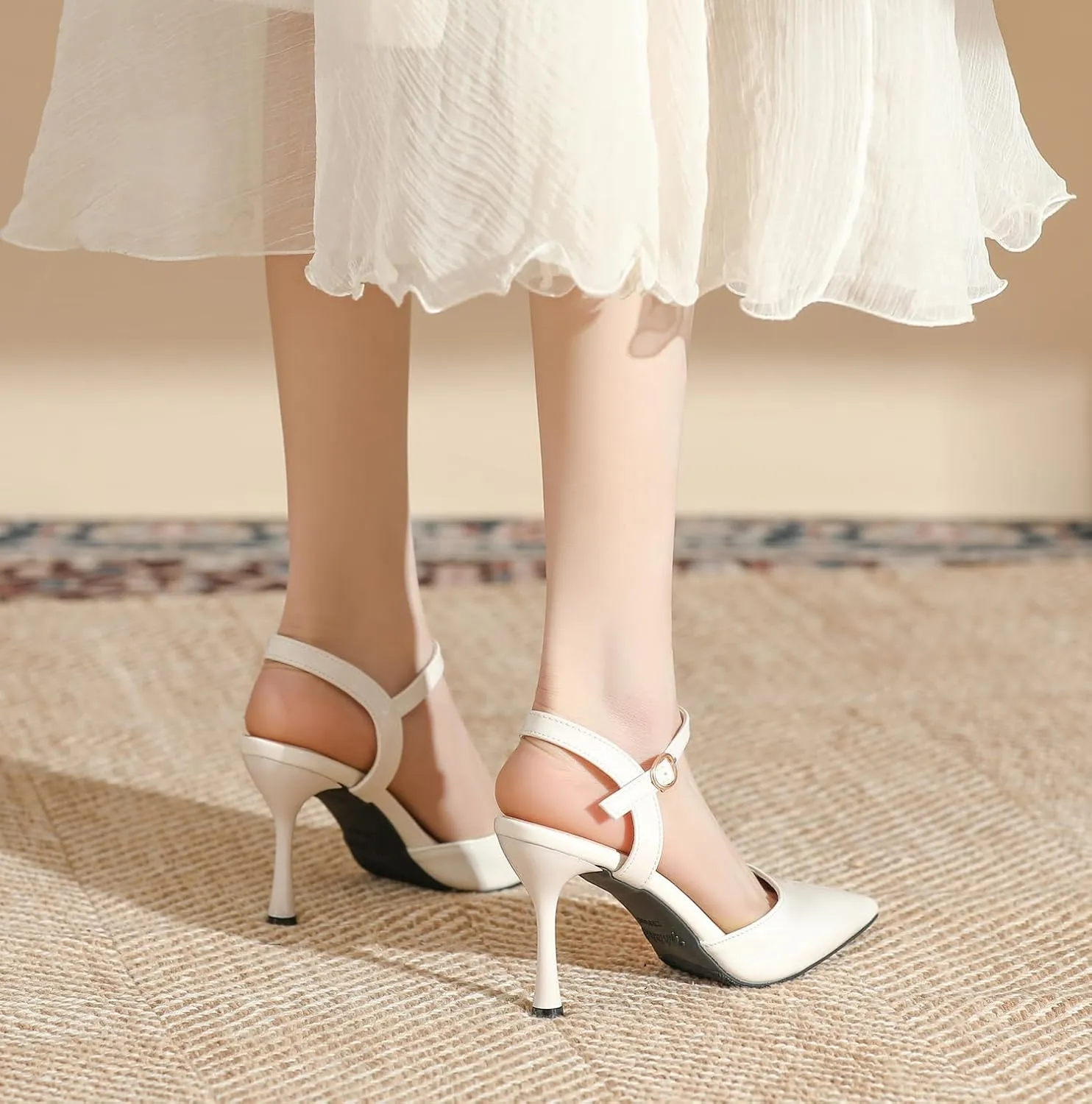 LizFoYa Womens Patent Leather High Heels Ankle Strap Dress Party Pumps Pointed Toe D'Orsay Shoes