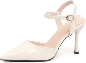LizFoYa Womens Patent Leather High Heels Ankle Strap Dress Party Pumps Pointed Toe D'Orsay Shoes