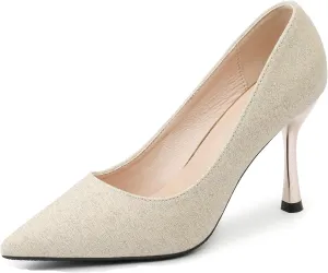 LizFoYa Women's Pumps Shoes Pointed Toe Glitter Stiletto Wedding Evening Party Dress High Heels