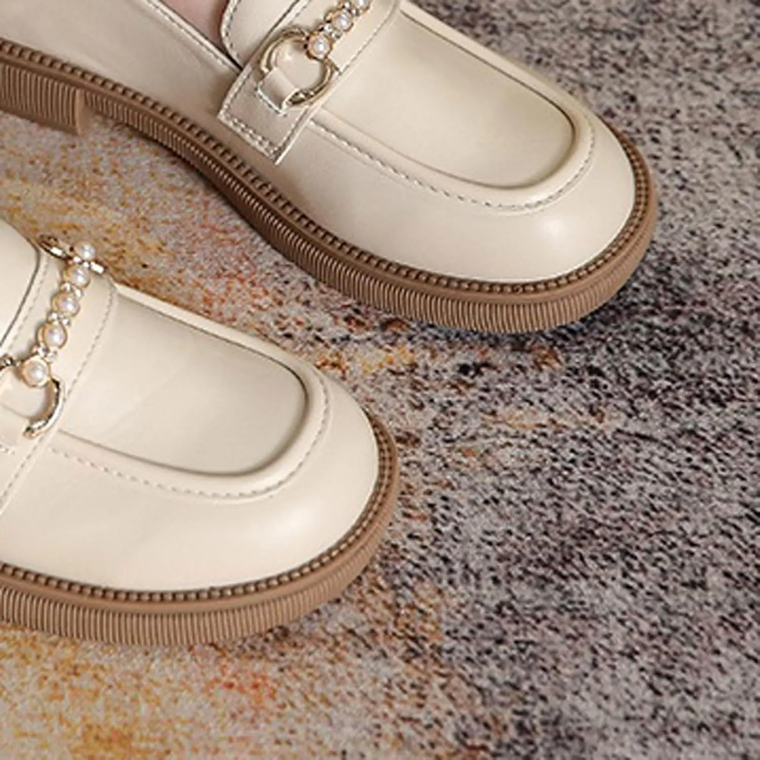 Loafers for Women Women's Low Heel Leather Casual Shoes Autumn Round Toe Comfortable Footwear