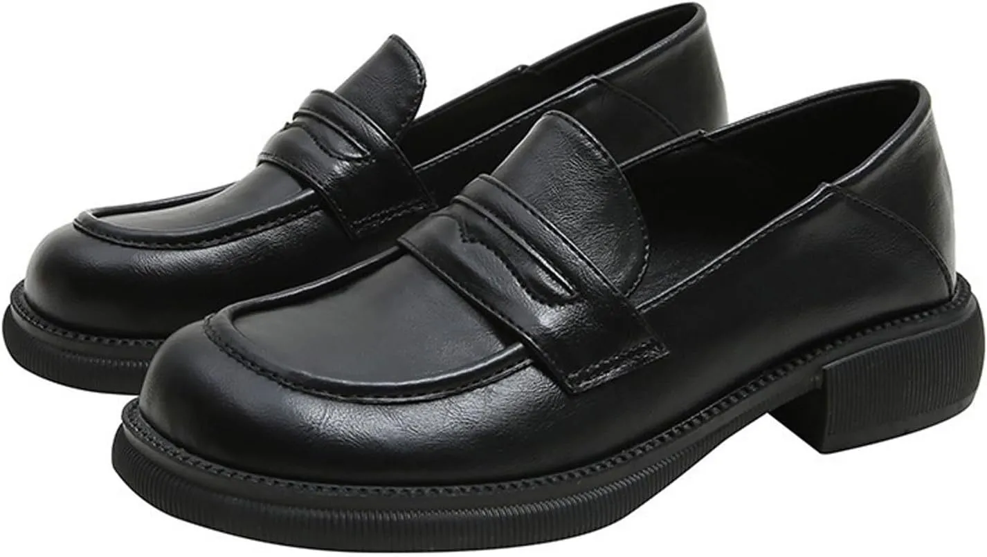 Loafers for Women Women's Round Toe Small Leather Flat Shoes Casual Comfort Footwear