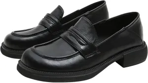 Loafers for Women Women's Round Toe Small Leather Flat Shoes Casual Comfort Footwear