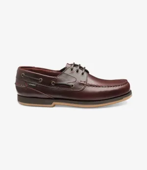 LOAKE 521-DIS BURGUNDY BOAT SHOE RUBBER SOLE F-MEDIUM