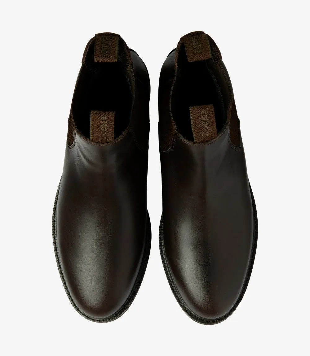 LOAKE DUCKSWORTH DARK BROWN CHELSEA BOOT SLIP ON RUBBER SOLE F-MEDIUM