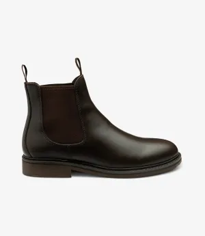 LOAKE DUCKSWORTH DARK BROWN CHELSEA BOOT SLIP ON RUBBER SOLE F-MEDIUM