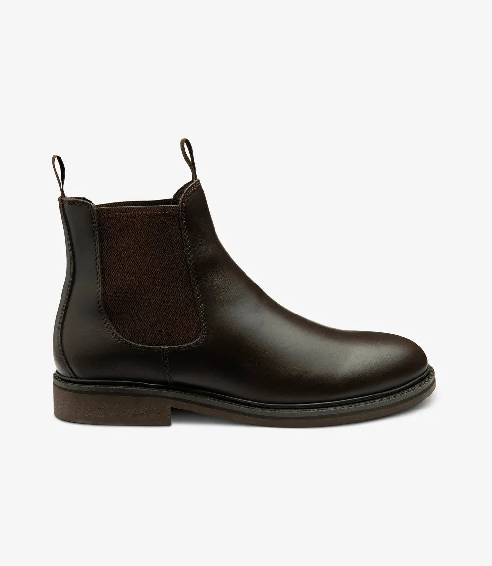 LOAKE DUCKSWORTH DARK BROWN CHELSEA BOOT SLIP ON RUBBER SOLE F-MEDIUM