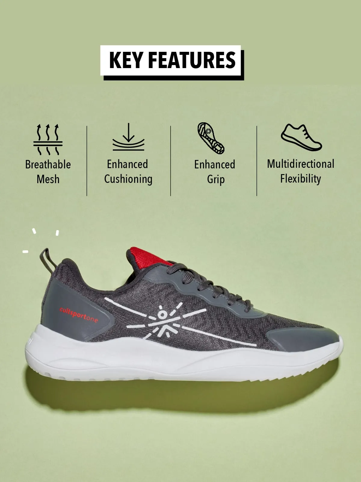 Lope Men Running Shoes - Grey/Red