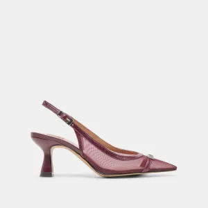 LORINE HEELS BURGUNDY MESH mom style Zip Close