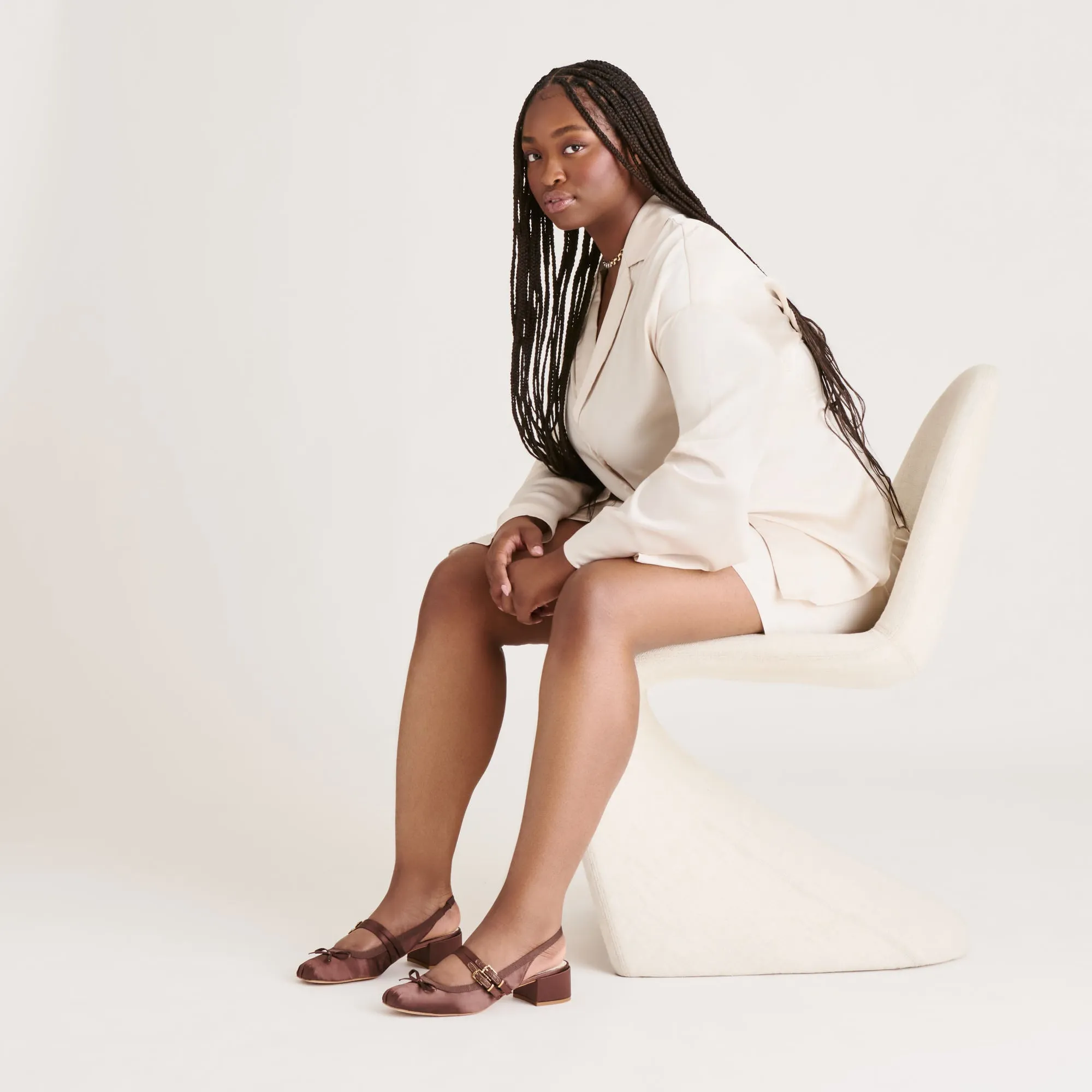 Birthday Spark LORIS HEELS MAHOGANY SATIN