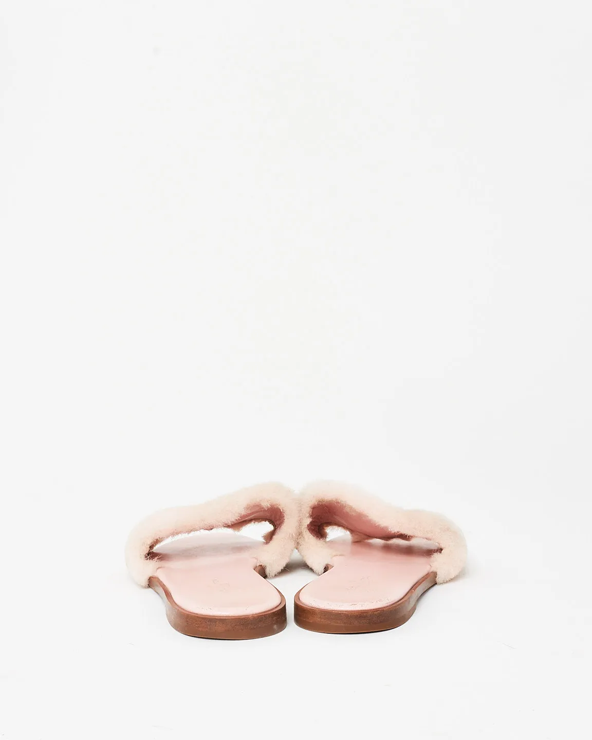 Louis Vuitton Pink Shearling & Lock Slides - 35